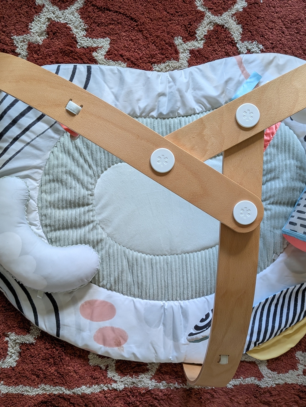 Wooden Baby Play Gym with Cream & Light Gray Mat Montessori